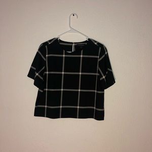 Black Plaid  crop top shirt